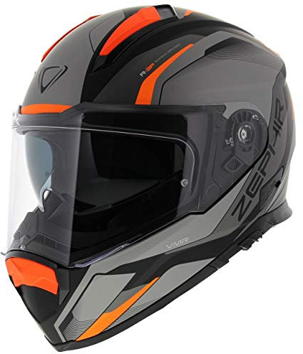 Vemar Motorradhelm Zephir Lunar matt silber fluor orange