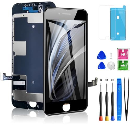 Diykitpl for iPhone SE 2020 2nd Generation Screen Replacement Black, Full Assembly LCD Touch Digitizer with Repair Tools for A2275, A2298, A2296.With Waterproof Seal+Repair Tools+Screen Protector