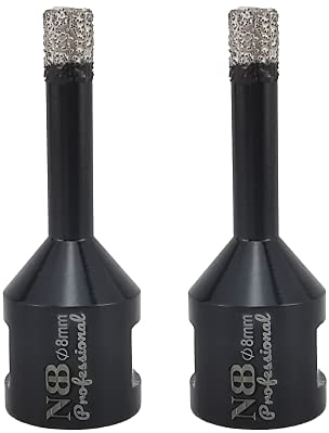 NBB forets diamant brasé sous vide avec M14, pour le forage à sec ou humide de manière professionnelle sur porcelaine dure, céramique, carrelage, granit, marbre, pour meuleuse d'angle (8mm x2pcs)