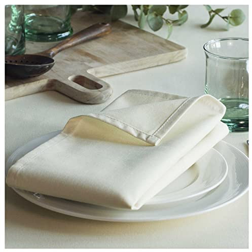 Servietten aus Bio-Baumwolle, 4 Stück, 45 x 45 cm, cremefarben, pflegeleicht, waschbar, wiederverwendbar, schwerer Stoff, umweltfreundliche Stoffservietten für Esspartys und den täglichen Gebrauch