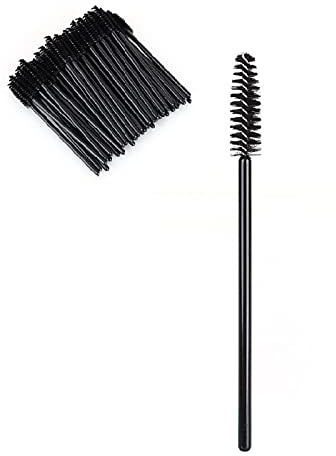 50 Stück Einweg Wimpernbürste Set, Wegwerf Wimpern Mascara Bürste Wimpernverlängerung Applikator Beauty Tool, Bürstchen Make up Pinsel Kit zum Wimpern Kräuseln und Heben (Schwarz)