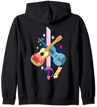 Steven Universe Rose Quartz Swords and Guitars Felpa con Cappuccio