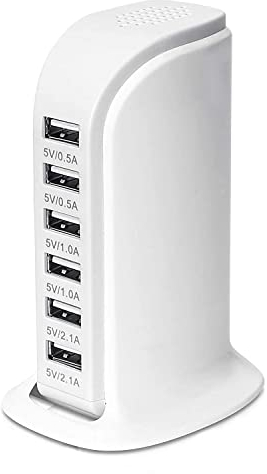 ANNCAY Station de Charge USB, hub Chargeur USB de 30W à 6 Ports, Chargeur USB multiport avec Smart Detect, Compatible avec iPhone, Galaxy, Tablette iPad et Autres appareils de Charge USB