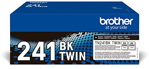 Brother Original TN241BKTWIN Bundle mit 2 Tonern, schwarz, für bis zu ca. 5000 Seiten, für HL3140CW/ HL3150CDW/ HL3170CDW/ DCP9020CDW/ MFC9140CDN/ MFC9330CDW/ MFC934 0CDW