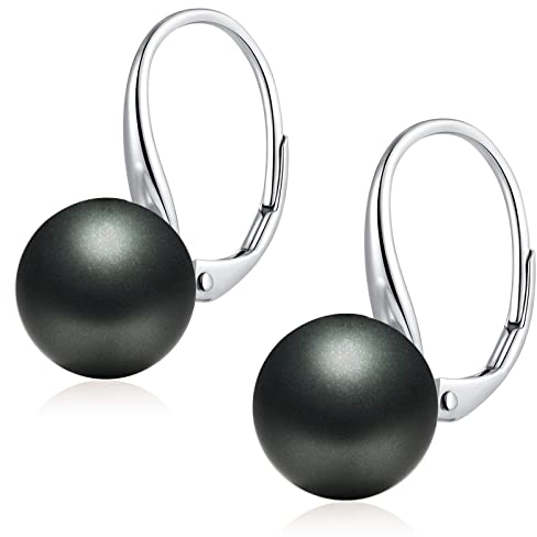 jiamiaoi Perlenohrringe Schwarz Ohrringe Silber Perle Echte Perlenohrringe Hängend Perlenohrringe Silber 925 Haengend Schwarze Perlen Ohrringe Silber 925 Schwarz Creolen mit Perle