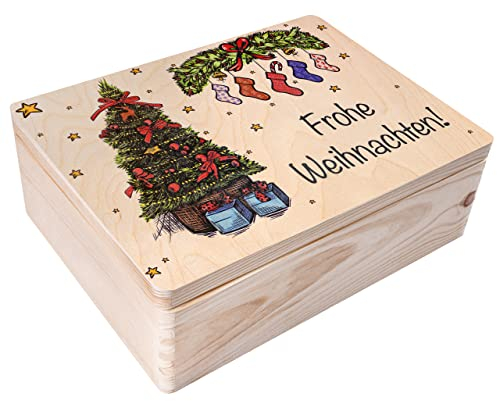 Creative Deco Personalisierte Holzkiste - Weihnachtsbaum | Wunschtext Weihnachten Geschenke | Dein Eigener Wünsche Text Individuelle Geschenk | Weihnachtsdeko | Für Frauen, Männer