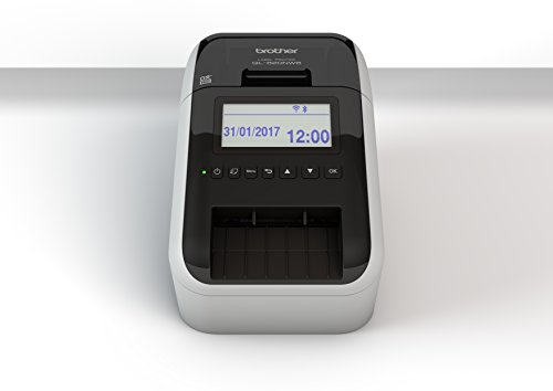 Brother QL-820NWBcVM - Paket zum Drucken für Besucher- und Veranstaltungsausweise: Professioneller Netzwerk-Etikettendrucker QL-820NWBc inkl. 3 x DK-N55224, Schwarz