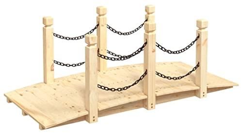 vidaXL Gartenbrücke mit Kettengeländer 150x67x56 cm Massivholz Fichte