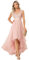 Ever-Pretty Damen Ballkleider Asymmetrisch Pailletten Bodenlang V-Ausschnitt Tüll Rückenfrei Elegant Rosa 40EU