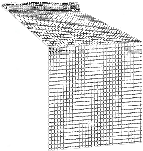 Nizirioo Disco Party Tischläufer Glitter: 30 x 275 cm Silber Disco Tischdecke, Paillette Tischläufer für Retro Party Dekorationen Hochzeit Geburtstag