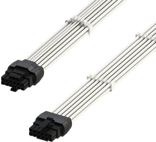 LINKUP - AVA 600W PCIE 5.0 16Pin (12+4) Hochstrom-Netzkabel | Gepresster & gelöteter Typ 16AWG ummantelt | Kompatibel mit RTX5000 RTX4000 RTX3000 FE | 70cm Weiß