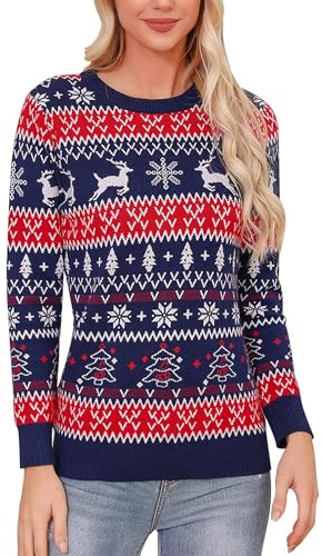 Gyabnw Weihnachtspullover Herren Sweater Christmas Rundhals Strickpullover Weihnachten Damen Warme Strickpulli für Weihnachten