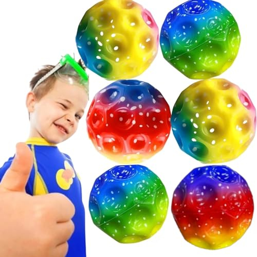 6PCS Astro Jump Ball,Hohe Springender Gummiball,Sprünge Gummiball,Moon Ball, Mondball Lavaball, Knallendes Geräusch Machen Mini Bouncing Ball Toy,Bouncy Balls for Kids Party Gift (xuancai)