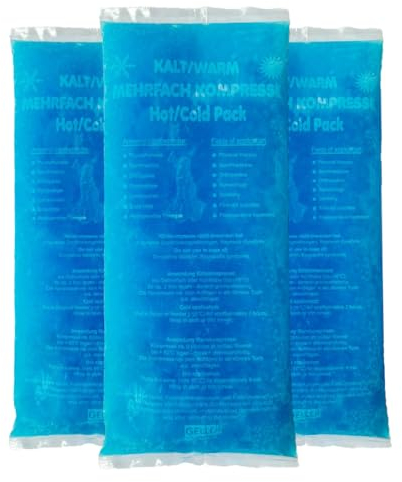 XXL Kühlpads - Kalt Warm Kompresse | 29x12cm | Kühlen von Schmerzen, Modern, Blau -Gel - Kühlpack für Insektenstiche, Prellungen & weiteren Verletzungen (5 x Kompressen)