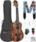 Ulumac KOA - Ukulele da concerto, in legno di acacia, 58,4 cm, per adulti e bambini, professionale, per principianti, kit hawaiano con corde di ricambio, accordatore, custodia, tracolla, P004