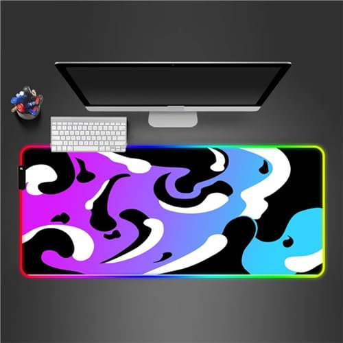 RGB Tapis de Souris Gaming Grand Tapis de Souris XXL 900x400x4mm 14 Modes d'éclairage LED Lumineuse Tapis de Souris Mouse Pad Rétroéclairage pour Gamer Clavier PC, Bleu Violet