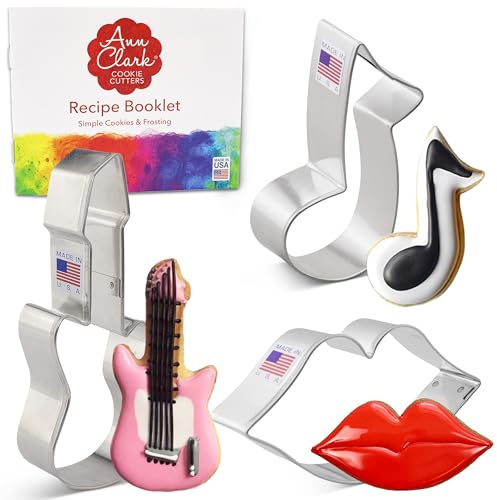 Ann Clark America's Sweetheart Lot de 3 emporte-pièces en forme de guitare, lèvres et note de musique