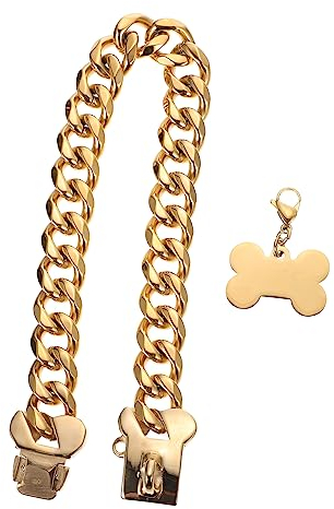 INOOMP Adorable Hundehalsband Mit Dekorativem Goldfarbener Metallkragen Verstellbar Und Langlebig Für Kleine Und Mittelgroße Hunde