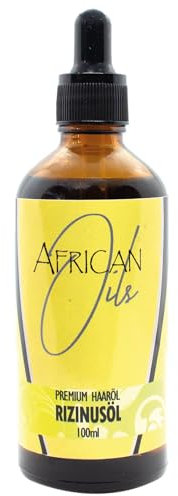 African Oils Rizinusöl 100ml - 100% Reines, Kaltgepresstes & Veganes Öl - Feuchtigkeitsspender für Haut, Haarwachstumsförderer, Nagel- und Wimpernpflege