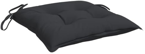 vidaXL Lot de 4 Coussins de Chaise, Galette de Siège avec Jeux de Cordes, Coussin d'Extérieur Imperméable, Noir 40x40x7 cm Tissu Oxford