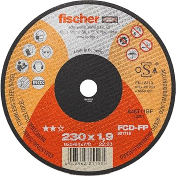 Fischer FCD-FP 230 x 1,9 INOX Trennscheibe für Metall und Edelstahl mit hoher Leistung, Typ 41, für Winkelschleifer, 1 Stück