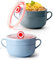 NUTRIUPS 900 ml Mikrowellen-Suppenschüssel-Set, Suppentasse mit Griffen, Suppenbehälter