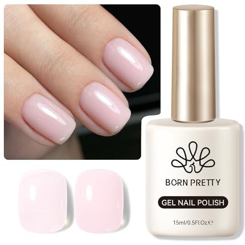 Born Pretty Vernis à ongles en Gel Semi-Permanent Rose - 15ML Vernis Semi Permanent Gelée Transparent Crystal UV LED Soak Off Ongles Pour Studio de Manucure DIY Home