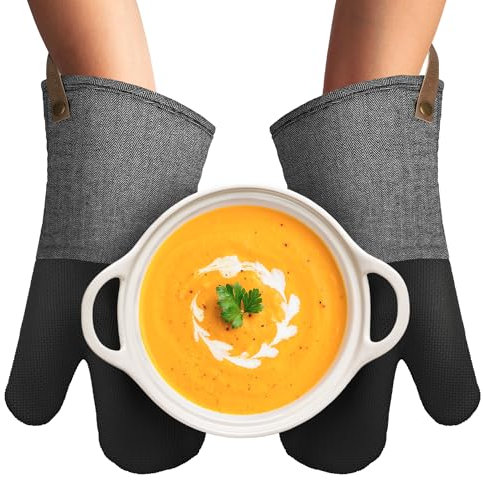 Cuisinart Heritage Kitchen Oven Mitts – Heat-Resistant Kitchen Mitts for Oven with Non-Slip Neoprene Palm, Long Cuff, and Cotton Filling – Durable Oven Gloves for Cooking, Baking, & Grilling