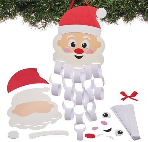Baker Ross FN345 Kit di catene di carta con barba di Babbo Natale - Confezione da 3, Artigianato natalizio per bambini, Decorazioni natalizie