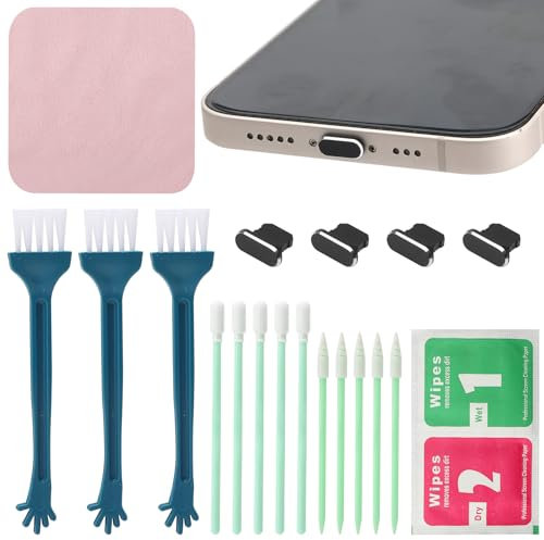 HENGBIRD 20 piezas de limpieza para teléfono móvil, juego de limpieza USB C, limpiador de conector de carga USB C, juego de limpieza para teléfono móvil, se utiliza para limpiar el puerto de carga USB