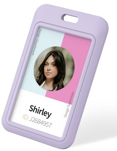Uniclife Sliding ID Ausweishülle Lila Vertikale Hartplastik-Etui mit klarem Fenster Lila Karte Schutzhülle für Büro Schule ID Kredit-Karten Proximity Key Cards Führerscheine und Pässe,1er Pack