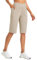baleaf Damen Bermuda Shorts Capri Yogahose mit Taschen Weite Bein Straighthose Hohe Taille Loose Lounge Activewear Hosen Casual Sommer Khaki M