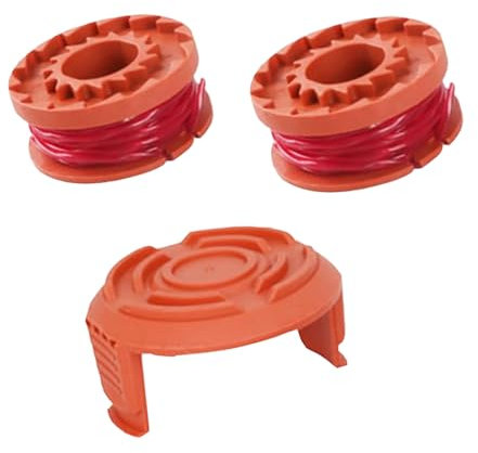 Linea di bobine di ricambio per tagliabordi compatibile con Worx WA0010, tappo di alimentazione automatica Weed Eater String, linea per tagliabordi senza filo (2 bobine, 1 cappuccio bobina)