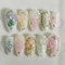GlamRays 24 Stück Colorful Press on Nails Medium Almond Fake Nails mit 3D Blumen Schmetterling Design, Mehrfarbigem Gradient Acrylnägel, Falsche Nägel, Stiletto