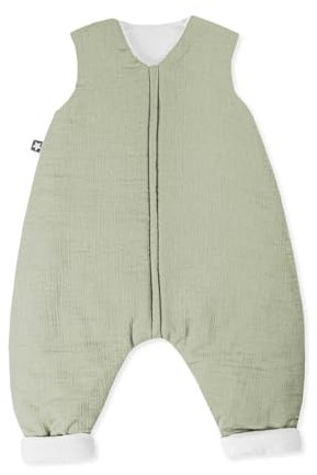 Julius Zöllner Schlafoverall Jumper gefüttert Musselin 2,5 TOG Gr. 104 | 100% Baumwollmusselin | Oeko-TEX Standard 100 | Lime