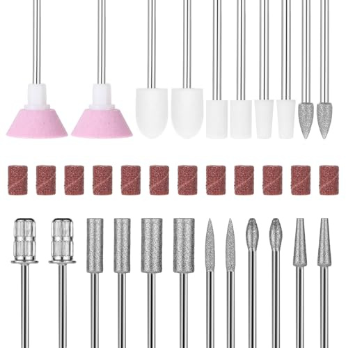 Lusofie 22 Stück Nagelfräser Aufsätze Set Nagelfräser Bits Mit 12 Schleifhülsen Professionelles Bits Fräser Nägel Zubehör Schleifbänder Nagelfeile Bit Nagelbohrer-kit Für Maniküre Und Pediküre