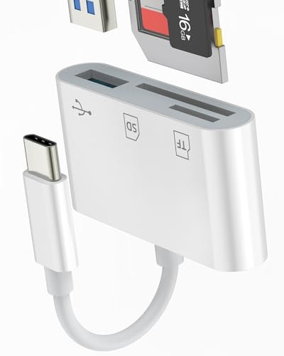 USB-C-Adapter auf USB für Apple SD Micro SD TF Kartenleser für iPhone 16 15 OTG 3.0 Adapter für iPad MacBook, kompatibel mit Samsung Typ C, Digitalkamera, Speicherkarte, Kartenleser, Fotos