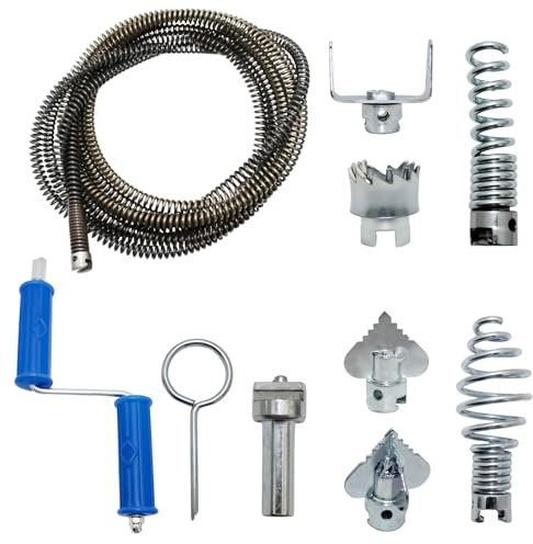 Sonda Sturatubi 5m, Diametro 12 mm, 6 in 1, a Spirale, 6 Pezzi per la Pulizia dei Tubi, per Scarico Manuale, a Spirale, per Scarico, Intasato e Scarico, per WC