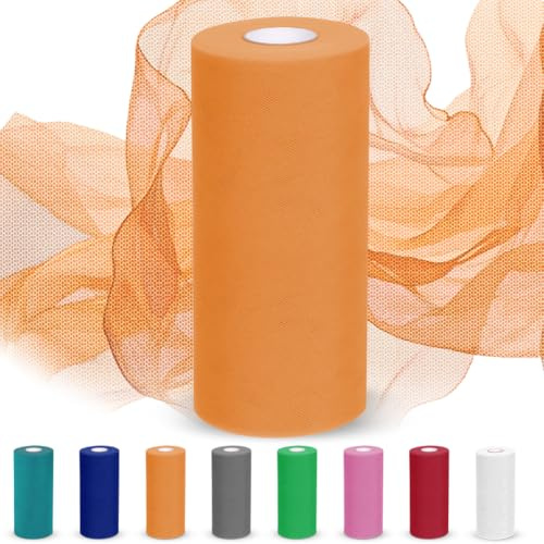 Tüllstoff, Tüll Rollen Stoff 30cmx92M, Tüll Hochzeitsdekoration,Tüllband Tülls Dekostoff für Tutu Röcke, Geschenkverpackungen, Hochzeit, Dekoration, DIY (Orange)