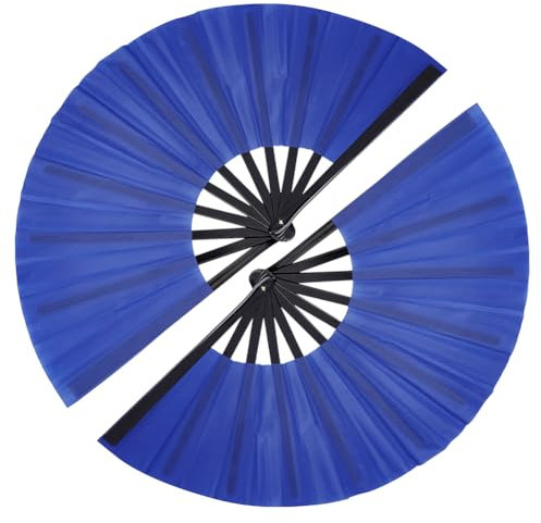 BENECREAT 4 Grand Éventail Pliable Éventail Décoratif Pliable Bleu Foncé Éventail Chinois Kung Fu Tai pour Décoration de Mariage Danse DIY