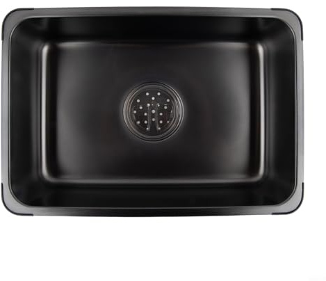 HpLive Outdoor Camping Spülbecken aus Edelstahl 5.5L Waschbecken für IGT Klapptisch Campingküche mit Ablauf Schwarz