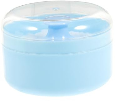 Babypuder 2 Stück, Blau, Puderquaste mit Dose aus Kunststoff