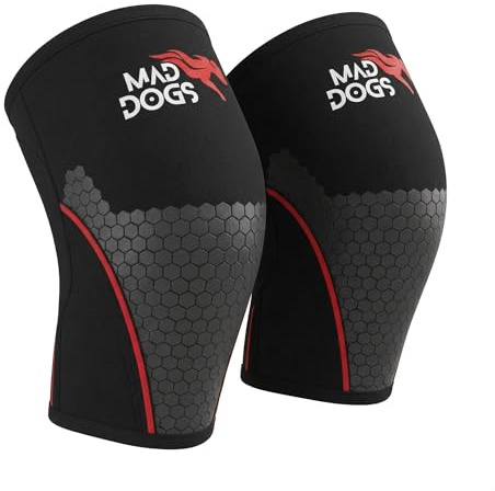 MAD DOGS Ginocchiere Gym 5 mm – Supporto e compressione per cross training, sollevamento pesi e bodybuilding – Neoprene antiscivolo – Ginocchiere Stabilità Ginocchia Fitness Allenamento Uomo Donna