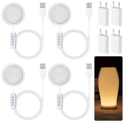 4 Stück 3D-Drucker LED-Lampen-Kit für Bambu Lab A1/A1mini/P1S/P1P/X1C, 2W Bambuolab 3D Drucker Zubehör DIY LED-Lampe Kits, Nachtlicht Modelle 3D Druck Zubehör Mit USB-Adapter