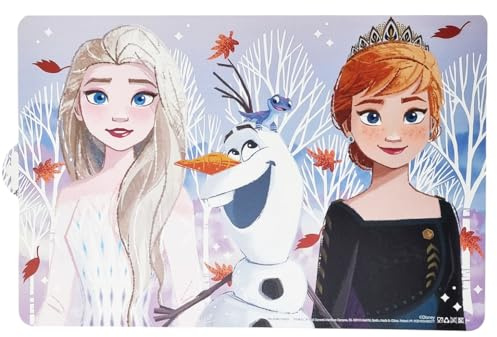 Disney Abwaschbares Tischset aus Kunststoff Frozen Elsa Anna Olaf PVC schmutzabweisend für Frühstück und Mittagessen 42 x 28 cm