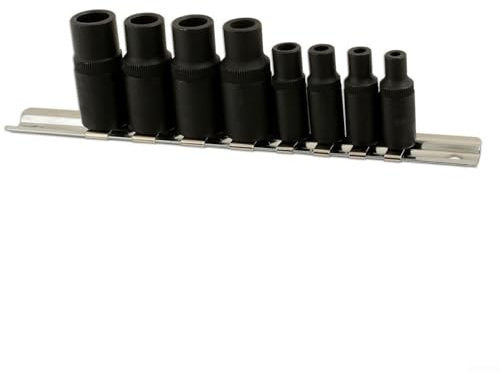 8Pics Wasserhahn-Steckschlüssel-Set für 1,5-12 mm Gewindeschneidehähne, 1/4 Zoll und 3/8 Zoll Antrieb, magnetische Stecknüsse mit Chrom-Vanadium-Konstruktion, kompatibel