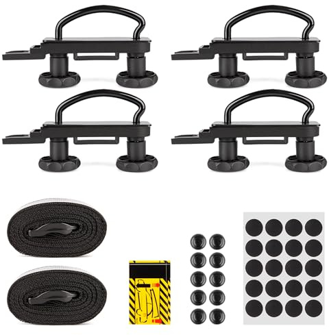 4er-Set Dachbox U-Bolzen Klemmen, verbesserte Dachgepäckträger-Befestigungsschrauben, Montagekit für Auto und Van, 85 mm Innenbreite Metall-U-Halter Clips mit 8 Sicherungsmuttern und 2 Gurten (L)