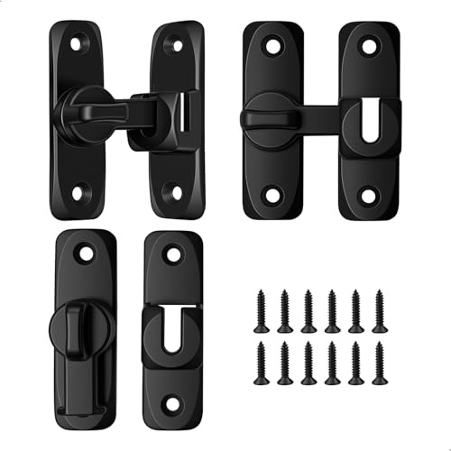 3 Piezas Pestillo Puerta,Cerrojo Puerta Interior con Giro de 90°/180°,Cerradura Puerta Interior Aleación Aluminio,Seguro Puertas con Tornillos para Cocinas,Dormitorios y Despachos