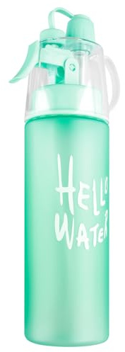 wellrun 580ML Sports Water Bottle with Spray Mist,Portable Leakproof Multi-Function Hydration Drinking Bottle for Outdoor,Fitness,Cycling, Climbing,Hiking,Flip Straw(Matte Blue)