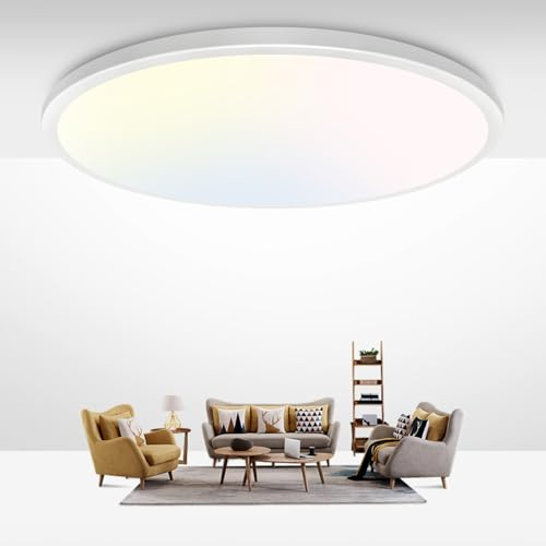 zemty 56W 6160LM LED Deckenleuchte Flach 59cm 3Farben 3000/4000/6500K Deckenlampe,Ultra Dünn LED Lampen Deckenlampen,Deckenleuchten Deckenbeleuchtung für Badezimmer,Wohnzimmer,Küche,Schlafzimmer
